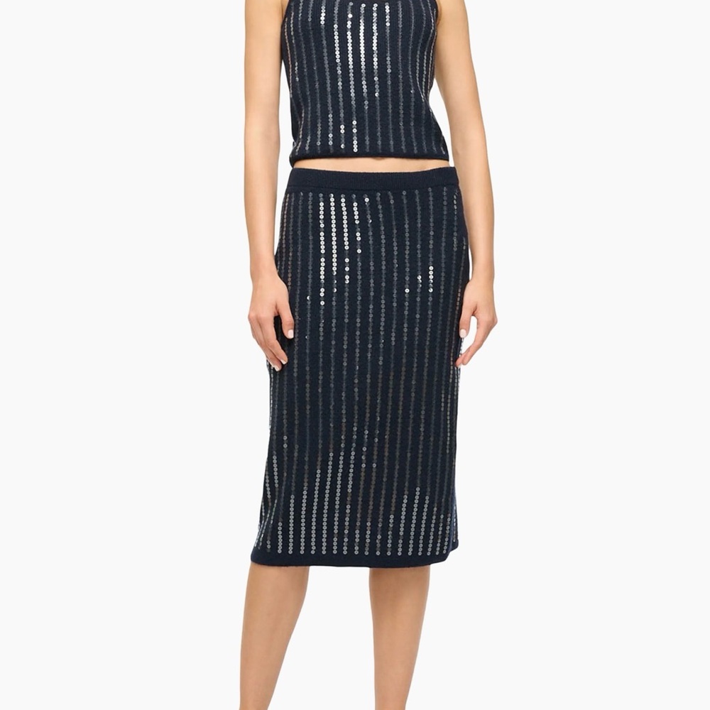💙NWT STAUD Mimi Navy Sequin Skirt